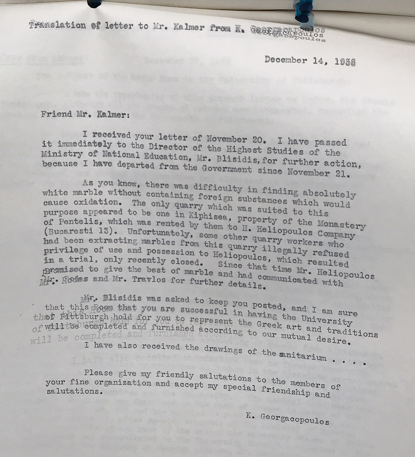 Communications with Greek Government