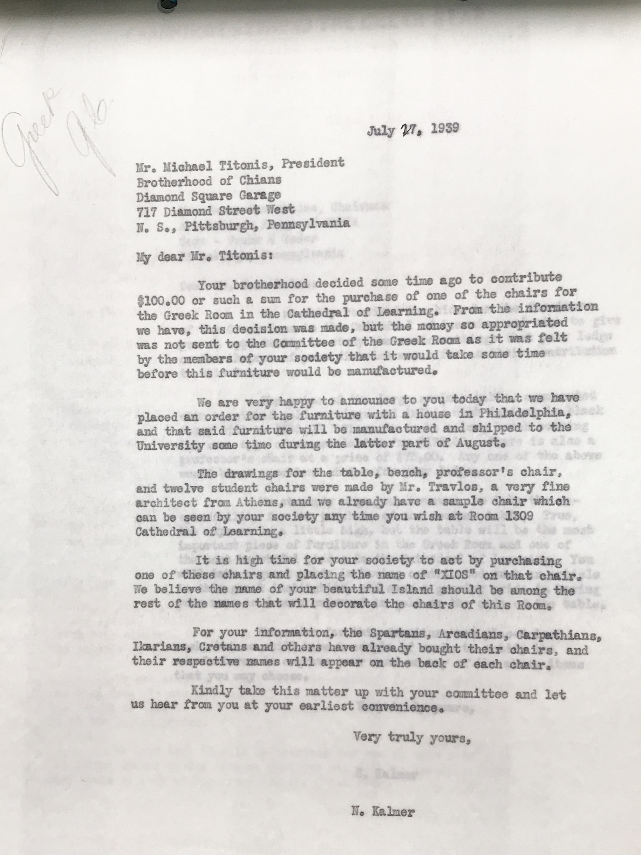 Appeal to regional Greek American Organizations